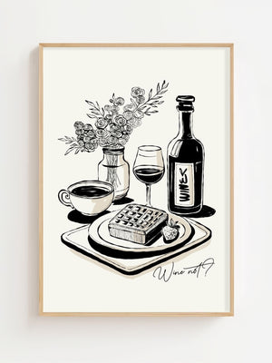 Vin og vaffel plakat - 21 x 29.7 cm - Nellastore