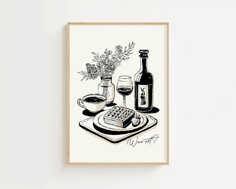 Vin og vaffel plakat - 21 x 29.7 cm - Nellastore