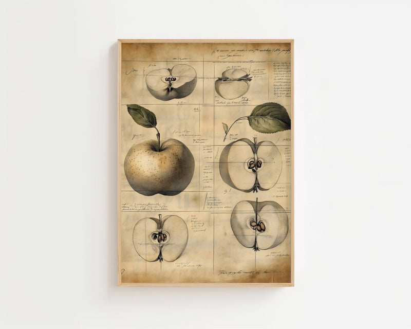 Vintage Apple Study Plakat - 21 x 29.7 cm (A4) - Nellastore