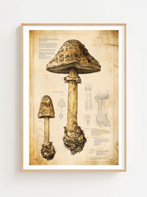 Vintage Mushroom Study Plakat - 21 x 29.7 cm (A4) - Nellastore