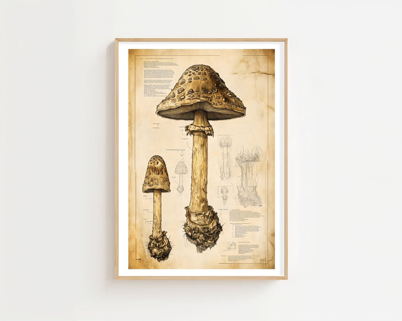 Vintage Mushroom Study Plakat - 21 x 29.7 cm (A4) - Nellastore