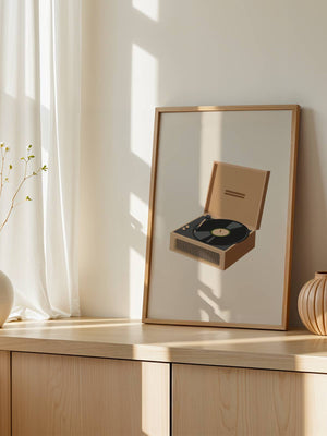 Vintage Record Player Plakat - 21 x 29.7 cm - Nellastore