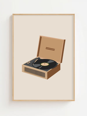 Vintage Record Player Plakat - 21 x 29.7 cm - Nellastore