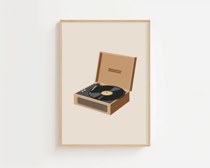 Vintage Record Player Plakat - 21 x 29.7 cm - Nellastore