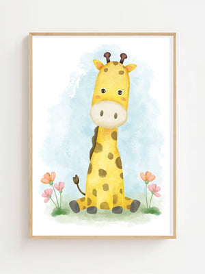 Watercolor Giraffe Friend Plakat - 21 x 29.7 cm (A4) - Nellastore