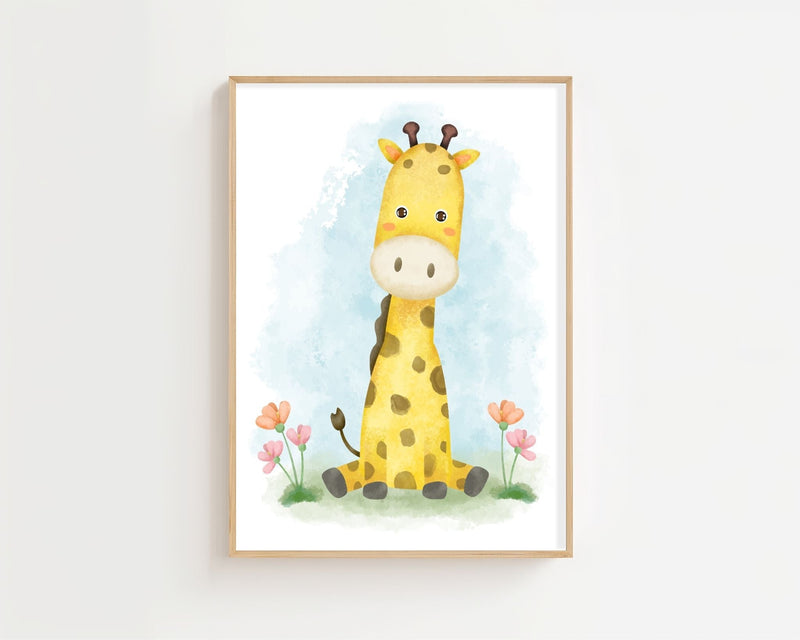 Watercolor Giraffe Friend Plakat - 21 x 29.7 cm (A4) - Nellastore