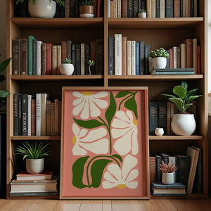 White Flowers Salmon Plakat - 21 x 29.7 cm - Nellastore