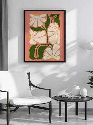 White Flowers Salmon Plakat - 21 x 29.7 cm - Nellastore