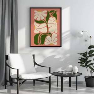 White Flowers Salmon Plakat - 21 x 29.7 cm - Nellastore