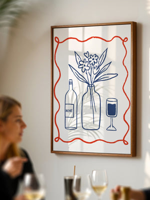 Wine and Flowers Plakat - 21 x 29.7 cm - Nellastore