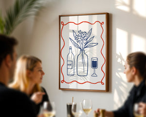 Wine and Flowers Plakat - 21 x 29.7 cm - Nellastore