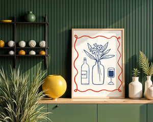 Wine and Flowers Plakat - 21 x 29.7 cm - Nellastore