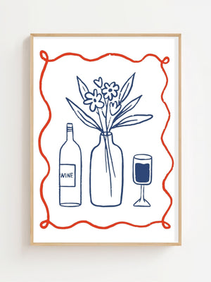 Wine and Flowers Plakat - 21 x 29.7 cm - Nellastore