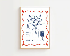Wine and Flowers Plakat - 21 x 29.7 cm - Nellastore