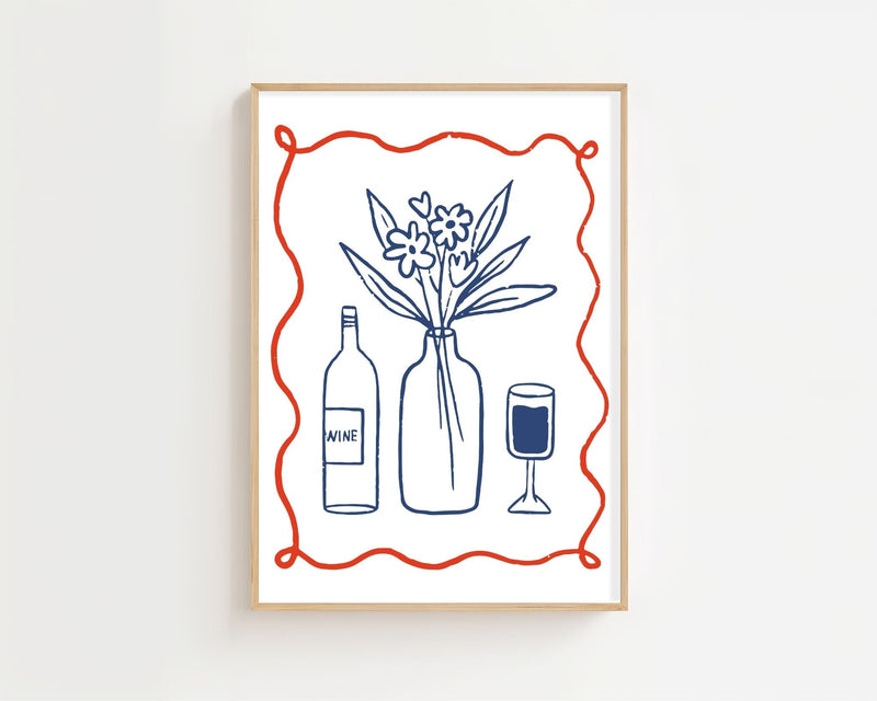 Wine and Flowers Plakat - 21 x 29.7 cm - Nellastore