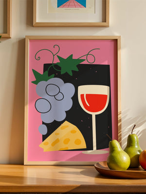 Wine & Cheese Evening Plakat - 21 x 29.7 cm - Nellastore