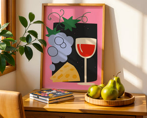 Wine & Cheese Evening Plakat - 21 x 29.7 cm - Nellastore