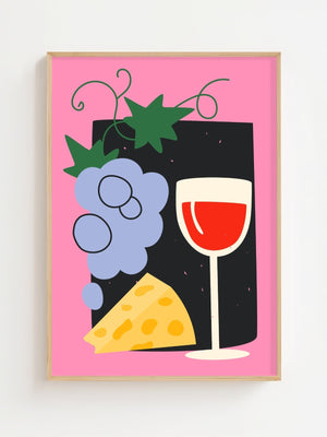 Wine & Cheese Evening Plakat - 21 x 29.7 cm - Nellastore