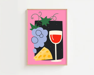 Wine & Cheese Evening Plakat - 21 x 29.7 cm - Nellastore