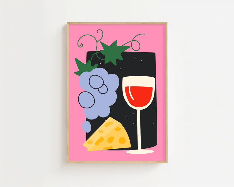 Wine & Cheese Evening Plakat - 21 x 29.7 cm - Nellastore