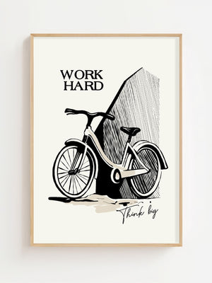 Work Hard Bike Plakat - 21 x 29.7 cm - Nellastore