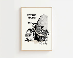 Work Hard Bike Plakat - 21 x 29.7 cm - Nellastore