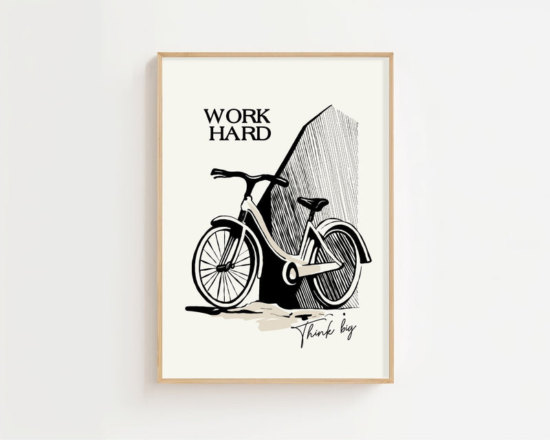 Work Hard Bike Plakat - 21 x 29.7 cm - Nellastore