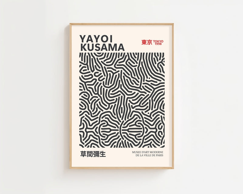 Yayoi Kusama - Black Infinity Lines Plakat - 21 x 29.7 cm - Nellastore