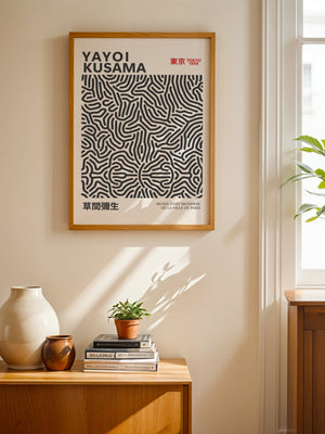 Yayoi Kusama - Black Infinity Lines Plakat - 21 x 29.7 cm - Nellastore