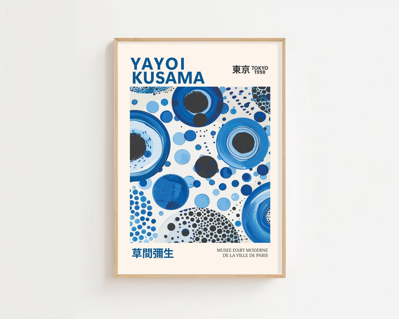 Yayoi Kusama - Blue Circles Plakat - 21 x 29.7 cm - Nellastore