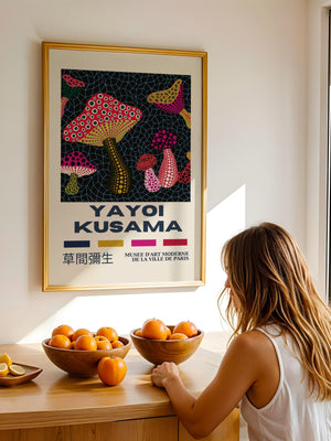Yayoi Kusama - Colorful Mushroom Fantasy Plakat - 21 x 29.7 cm (A4) - Nellastore