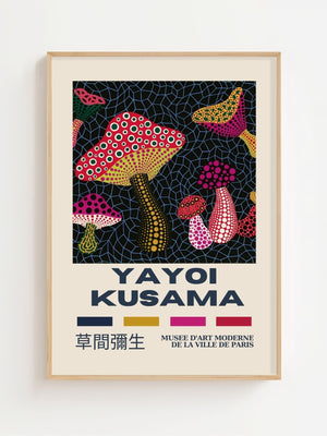 Yayoi Kusama - Colorful Mushroom Fantasy Plakat - 21 x 29.7 cm (A4) - Nellastore