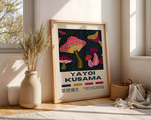 Yayoi Kusama - Colorful Mushroom Fantasy Plakat - 21 x 29.7 cm (A4) - Nellastore