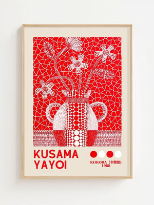 Yayoi Kusama - Crimson Floral Vessel Plakat - 21 x 29.7 cm (A4) - Nellastore