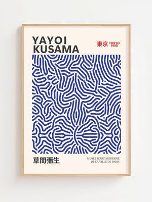 Yayoi Kusama - Dark Blue Infinity Lines Plakat - 21 x 29.7 cm - Nellastore