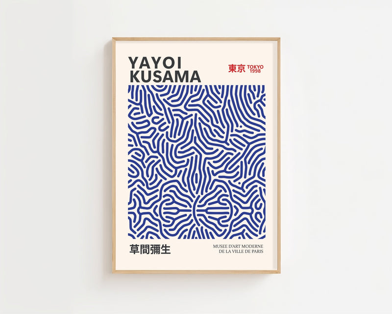 Yayoi Kusama - Dark Blue Infinity Lines Plakat - 21 x 29.7 cm - Nellastore