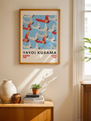 Yayoi Kusama - Flying Cranes Plakat - 21 x 29.7 cm - Nellastore