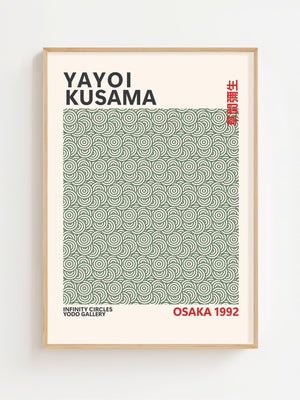 Yayoi Kusama - Green Infinity Circles Plakat - 21 x 29.7 cm (A4) - Nellastore