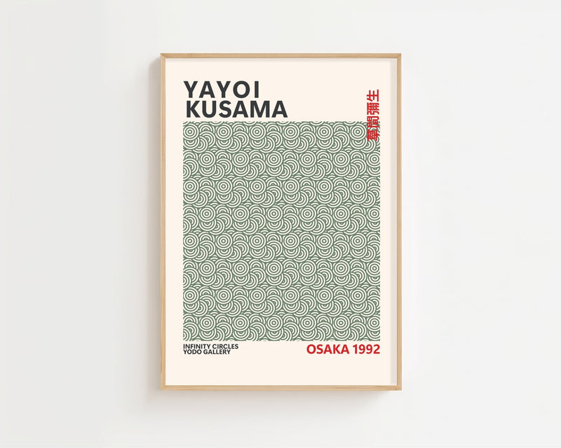 Yayoi Kusama - Green Infinity Circles Plakat - 21 x 29.7 cm (A4) - Nellastore