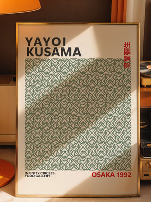 Yayoi Kusama - Green Infinity Circles Plakat - 21 x 29.7 cm (A4) - Nellastore