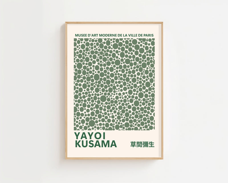 Yayoi Kusama - Green Infinity Dots Plakat - 21 x 29.7 cm - Nellastore