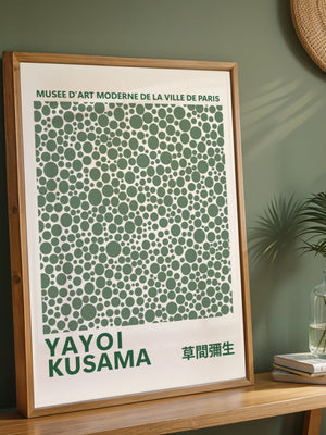 Yayoi Kusama - Green Infinity Dots Plakat - 21 x 29.7 cm - Nellastore