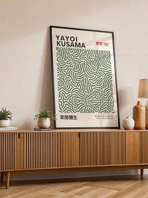 Yayoi Kusama - Green Infinity Lines Plakat - 21 x 29.7 cm - Nellastore