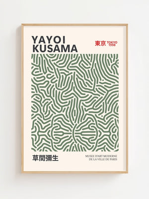 Yayoi Kusama - Green Infinity Lines Plakat - 21 x 29.7 cm - Nellastore