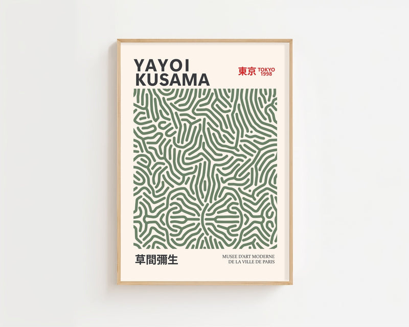 Yayoi Kusama - Green Infinity Lines Plakat - 21 x 29.7 cm - Nellastore