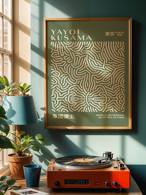Yayoi Kusama - Green Infinity Lines Plakat II - 21 x 29.7 cm - Nellastore
