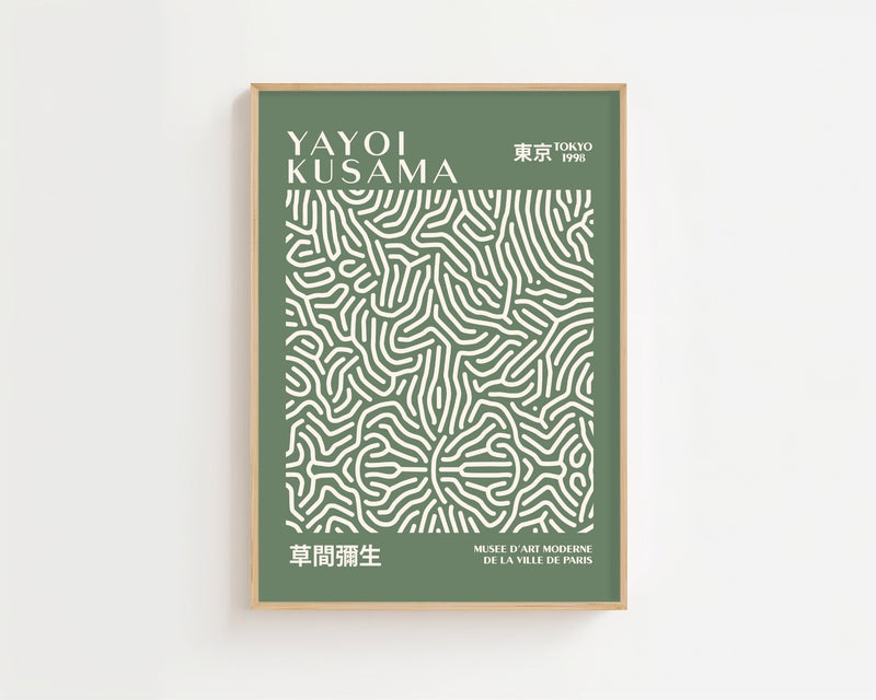 Yayoi Kusama - Green Infinity Lines Plakat II - 21 x 29.7 cm - Nellastore