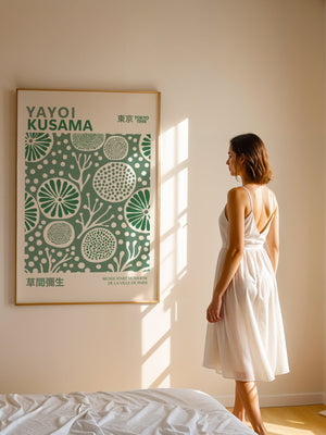 Yayoi Kusama - Green Microorganism Plakat - 21 x 29.7 cm - Nellastore