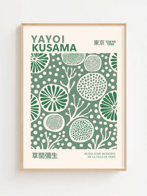 Yayoi Kusama - Green Microorganism Plakat - 21 x 29.7 cm - Nellastore