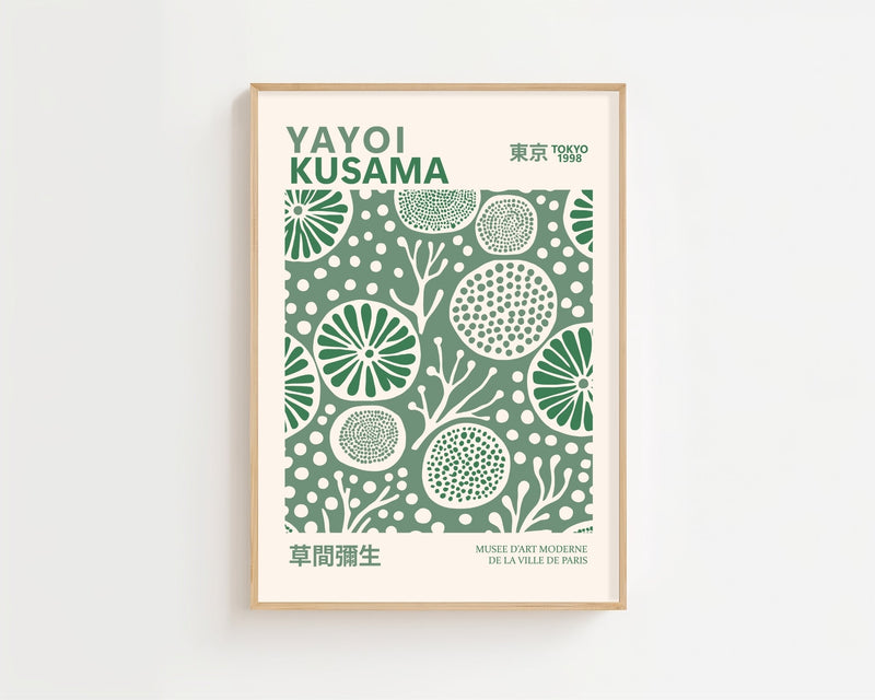 Yayoi Kusama - Green Microorganism Plakat - 21 x 29.7 cm - Nellastore